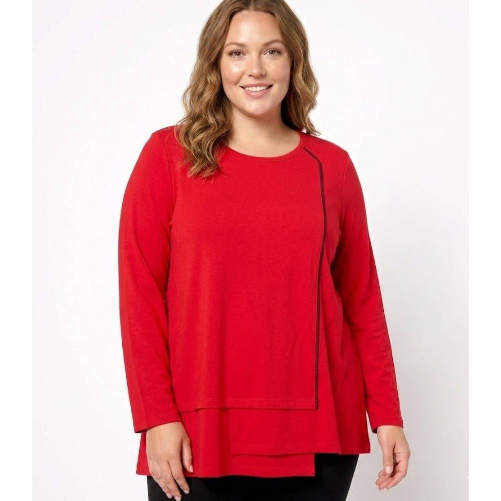 E.L.I size XL Red Pima‎ Cotton Stretch Relaxed Contemporary Pima Cotton Top